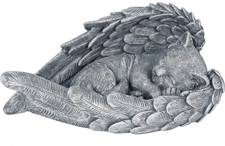 Fokroin Grabstein Katze, Katze Hund Engel Haustier Denkmal Grab Marker Tribut Statue, Grabschmuck Wetterfest, Grabschmuck, Haustierdenkmal, fur Terrasse, Balkon, Garten Oder als Geschenk Lnnenbereich