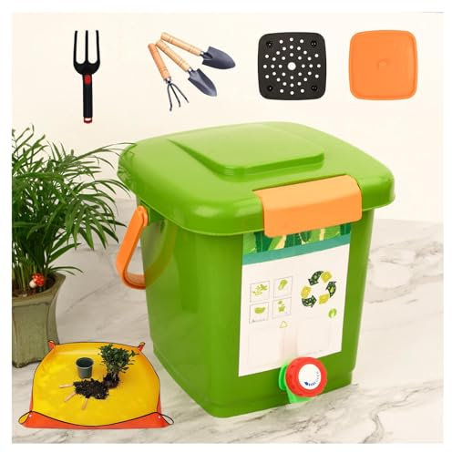Composteur de cuisine avec robinet - Capacité de 8 l - Économie d'espace - Composteur de cuisine portable - Facile à transporter et à collecter - Design élégant pour comptoir