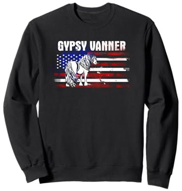 Caballo gitano Tinker Horse con bandera americana Sudadera