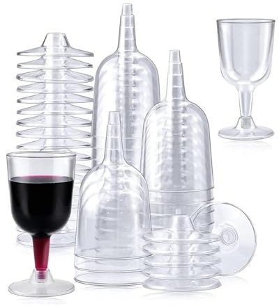 HOMESHOPA Clear Plastic Wine Glasses, 16 Pack 115ml Wine Tasting Cups Sturdy Stemmed, Unbreakable Reusable Cocktail Prosecco Glass for Weddings Birthdays Christmas BBQ & Garden Part