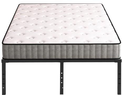 YyanLAK Metallbett, 189x135x45.72cm Bettgestell Hoher Bettrahmen, Schwerlastbettrahmen, Schwarzer Bettrahmen für Schlafzimmer, Gästezimmer und Schlafsäle