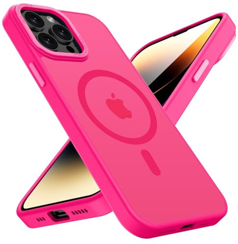 KPPIT for iPhone 14 Pro Max case Compatible with MagSafe, Shockproof Drop Protection, Frosted Translucent Back Phone Case for iphone 14 Pro Max,Rose Red