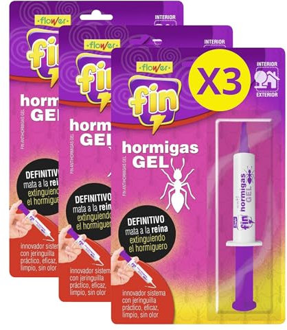 Flower x3 Insecticida Anti Hormigas Formato Jeringa 10 gr | Jeringuilla Antihormigas Eficaz Elimina a Toda La Colonia | Gel Atrayante y Duradero | Interior y Exterior | Aplicación Segura y Sencilla
