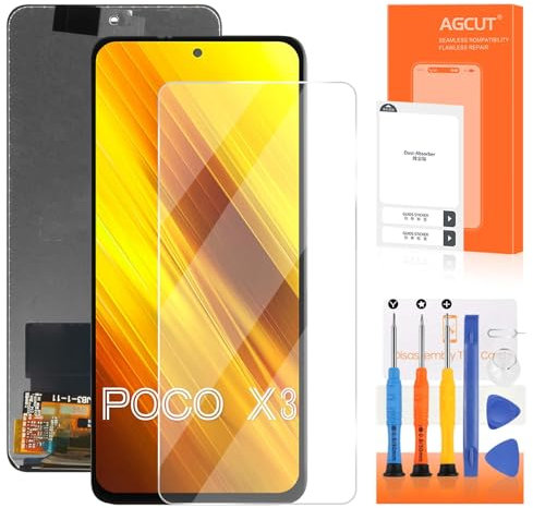 LCD Pantalla para Xiaomi POCO X3 para Xiaomi POCO X3/X3 NFC/X3 PRO LCD Display M2102J20SG MZB07Z0IN Touch Screen Digitizer Assembly Kit de piezas de reparación (negro)