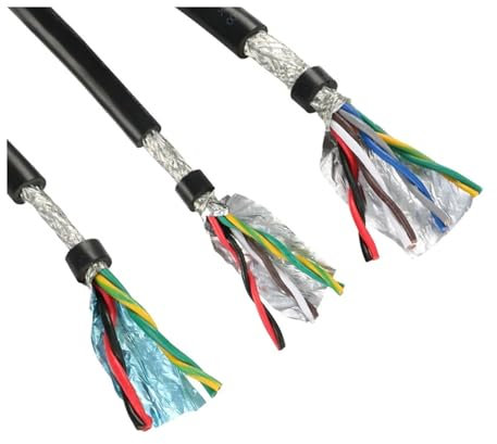 EZAGBPJK 5Meters Black Cable 24AWG 2/4/6/8 Core Signal Control Line Twisted Shielded Tin-Plated Copper Wire Audio Cable perfection(4 Cores)