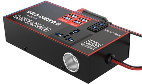 Convertisseur Voiture Prise Secteur - Prise Allume-Cigare 220V | Adaptateur USB Automobile 1500W avec Ports Multiples pour Conducteur Camping-Car Voyage sur Route Et Véhicule