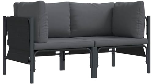 vidaXL Outdoor Furniture with Cushion with Pillow Anthracite Steel, Balcony Lounge, Modern Outdoor Sofa Set, Weatherproof Seating, Durable Patio Comfort, Modular Sectional Garden Furniture