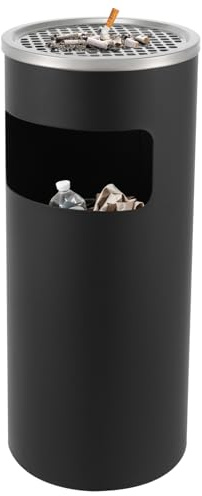 Donened - Rubbish Bin Outdoor, 15L Stainless Steel Living Trash Bin, Waste Bin with Removable Inner Bucket, Trash Can for Indoor & Outdoor, 25 x 61cm (Black)