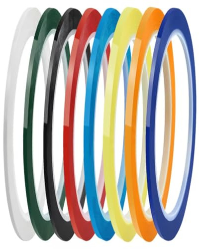 Farbiges Positionierklebeband 3mm x 66m, 8 Rollen Fine Line Tape Whiteboard Klebeband, Selbstklebendes Markierungsband Kreppband Masking Tape für Basteln, Grafik, Modellbau, Büro, Schule & DIY-Projekt