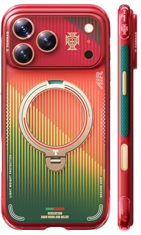 TORRAS Ostand Q3 Air for iPhone 17 Pro case, MagSafe Compatible Phone Holder Case, NO.7 Portugal Fan Edition, Kickstand case for Match Day Viewing, Shockproof Protective Case for Glory Slash