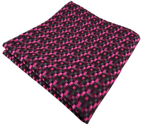 TigerTie Einstecktuch in lila magenta pink schwarz anthrazit grau gemustert - Tuch Polyester