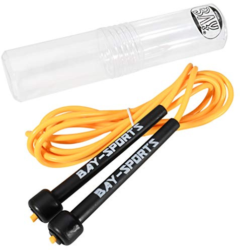 BAY Sports® farbiges professional NEON Nylon Springseil 310 cm JUMP Rope schwarz weiß purpur violett rot blau pink lila rosa gelb orange grün PVC Seil Kunststoff Sprungseil bunt farbig profi 300 290 280