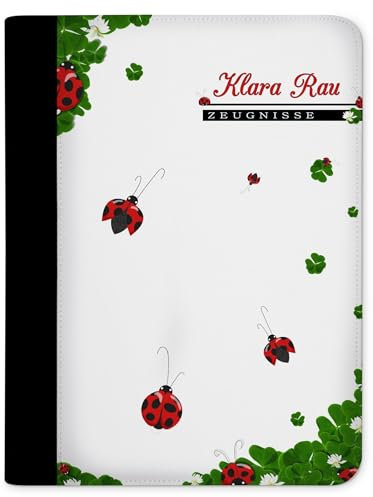 CreaDesign Customize A4 Zeugnismappe für Kinder 26,7x32,7x1 cm, Sichtbuch mit 10 Klarsichthüllen, erweiterbar auf bis zu 20 Taschen, Marienkäfer design, Dokumentenmappe für Schüler