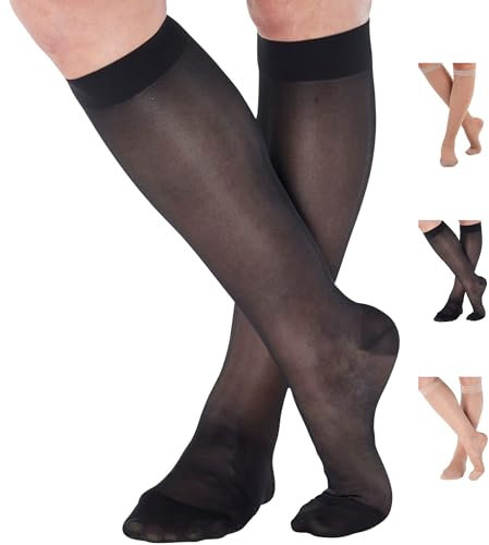ABSOLUTE SUPPORT elegante Kompressionsstrümpfe für Frauen Klasse 2 20-30mmHg - Kompressionssocken für Krampfadern, Lymphödem, Lypödem, Schmerzlinderung - Stützstrümpfe Schwarz, X-Large