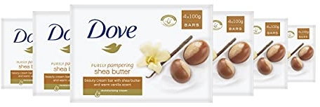 Dove Purely Pampering Shea Butter With ¼ Moisturising Cream Beauty Bar Soap Softer, Smoother, Healthier-looking Skin 6 X (4 X 100 G)