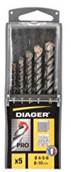 Diager - Coffret solo de 5 forets béton cylindrique PRO D. 4, 5, 6, 8, 10 mm - 201C - Diager