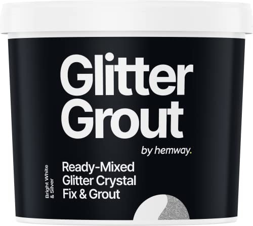 Hemway 2.5 L / 4.5 kg Silver Glitter with Bright White Grout | Ready Mixed & Easy to Use | Suitable for Kitchen, Bathroom & Flooring | Waterproof & Mould Resistant | Non-Toxic & Cruelty Free