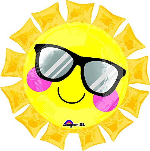 Amscan 3504201 Folienballon Smiling Sun on Fun Shades, Gelb, 68 x 68 cm