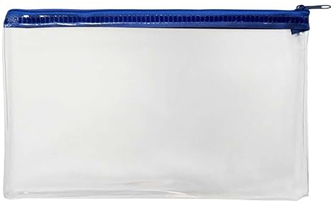 Janrax 8x5 inch Blue Zip Clear Exam Pencil Case
