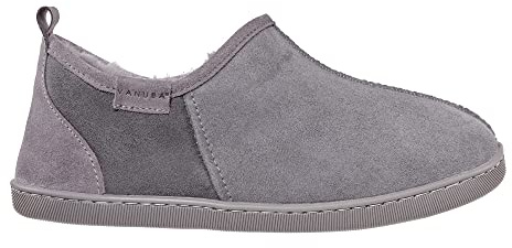 Vanuba Handgemacht Lammfell Warme Hausschuhe Herren Winter Kuschel Pantoffeln Geschlossen Hüttenschuhe Herren Hausschuhe 43 Grau