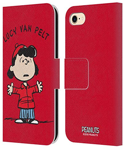 Head Case Designs Offizielle Peanuts Lucy Van Pelt Persöhnlichkeiten Leder Brieftaschen Handyhülle Hülle Huelle kompatibel mit Apple iPhone 7/8 / SE 2020 & 2022