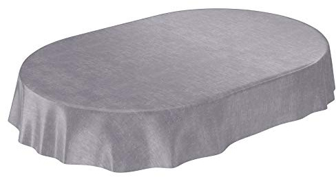 ANRO Tischdecke Wachstuchtischdecke Wachstuch Wachstischdecke Tischdecke Beton Grau Uni Urban Oval 220x140cm eingefasst abwaschbar wasserabweisend Gartentischdecke Meterware pflegeleicht