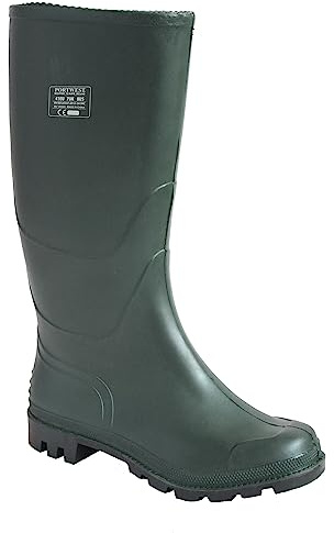 Portwest FW90 Stivali Wellington in PVC Impermeabili per Uomo Impermeabile | Verde, 48, Tallone con Assorbimento Energia, Suola Resistente Ai Carburanti, Calzatura Antistatica, Leggero