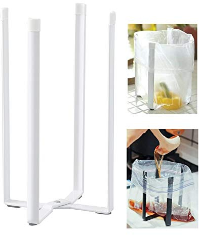 OURASHERO Multifunctional Kitchen Stand Holder for Plastic Bags, Bottles and Cups, Drying Racks Shelf Trash Bag Garbage Bag Holder for Home Kitchen Tower (White)