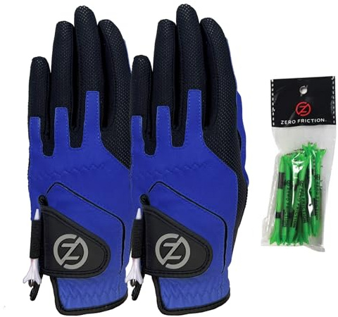 Zero Friction Junior Synthetic Left Hand Golf Gloves 2 Pack, One Size, Blue