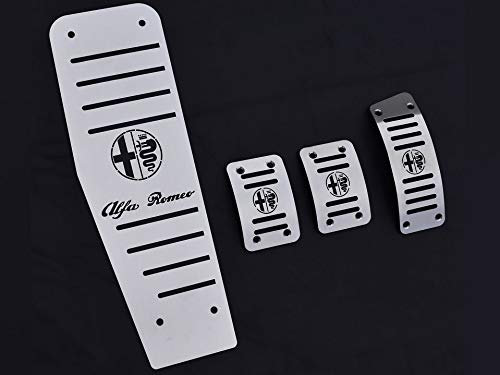 Pedale Set mit Fußstütze Stahlabdeckung für Alfa_Romeo 159 & BRERA & SPIDER (939) - Schaltgetriebe - 4 Stück Ti Design Auto Pedal Pedalkappen Brems Gas Kupplungspedal Fußablage Fußpedal Edelstahl