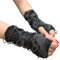 Harilla Halloween Steampunk Schwarz Fingerlose Handschuhe Gothic Armwärmer Cosplay Zerrissene Handschuhe Kostüm