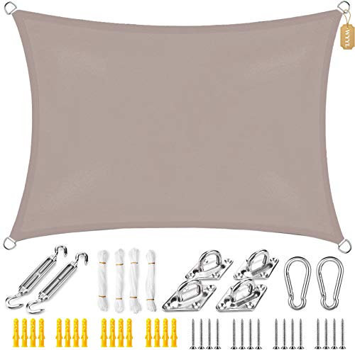WYYL Sun Shade Sail Canopy Rectangle Waterproof Sun Shade Awning UV Block with Fixing Kit, Free Ropes, for Garden Patios Outdoor Pergola