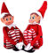 White Hill Elfie & Elvie – Set aus Jungen und Mädchen – lustig und verspielt – langbeiniges weiches Plüschtier – Weihnachtsspielzeug – Elfe mit Hut und Anhänger für Weihnachten und Neujahr