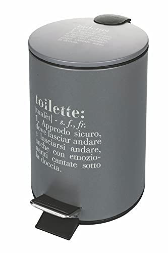Villa d'Este Home Tivoli Victionary Toilette Pattumiera 3 lt grigia in plastica, Grigio