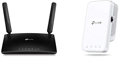TP-Link Archer MR600 AC1200 LTE Router Dualband 4G + Cat6-Gigabit-WLAN Router schwarz & RE330 WLAN Verstärker Repeater AC1200 (867MBit/s 5GHz + 300MBit/s 2,4GHz) weiß