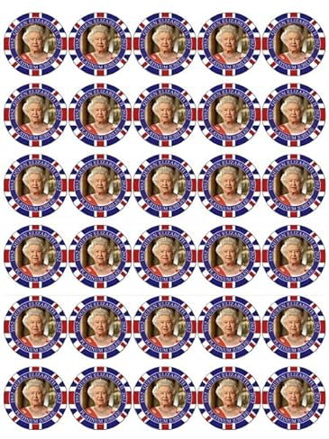 Ronnies-Bakery-Company Queen's Platinum Jubilee 2022 British UK Edible Posters Cupcake Toppers Edible Wafer Paper Fairy Cake Toppers Birthday Cakes