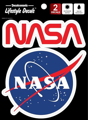 NASA Decals - Set von 2 NASA Aufkleber für Fahrzeuge, Tumbler, Laptop, Wasserflasche - Lizenziertes offizielles NASA Logo Auto Aufkleber Wasserdicht Aufkleber