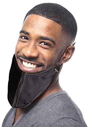 Kenllas Bartbandana, 100 % Maulbeerseide, groß, verstellbar, für Herren, Schwarz, 15 cm