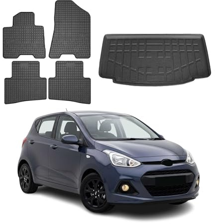 OMAC Fußmatten Kofferraumwanne für Hyundai i10 Schrägheck 2013-19 Gummi 5X | inkl. Kofferraumwanne (Satz), Gummimatten, Automatten, Allwetter, Antirutsch, fahrzeugspezifisches Produkt, wasserdicht