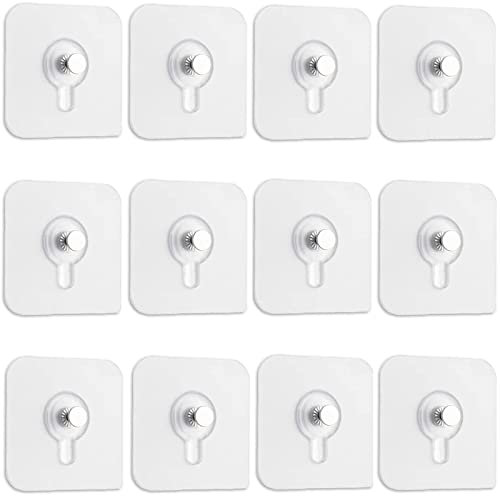 12Pcs Adhesive Picture Hooks Transparent Hanging Nail Picture Hangers Without Nails Punch-Free Wall Mount Screw Hangers Clock Photo Frame Hangers for Pictures Frames Wreath Wall Decor