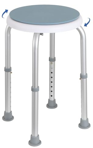 Panana 360° Swivel Shower Stool, Rotating Round Bath Seat Chair with Aluminium Frame, 7-Level Height Adjustable, Non-Slip Shower Chair for Elderly, Disabled & Post-Surgery