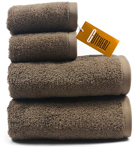 Gutherz® Handtücher Set | Dicke Qualität 600 g/m2 extra Schwer | Ausbleichsicher | Weich und Saugstark | 2X Duschtuch 70x140 + 2X Handtuch 50x90