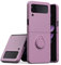Keyihan Cover Compatibile con Samsung Galaxy Z Flip 4 con Supporto Anello a 360°Lanyard Cinturino da Polso Silicone liquido morbido Custodia Antiurto AntiGraffio Flessibile Slim (Sakura Purple)