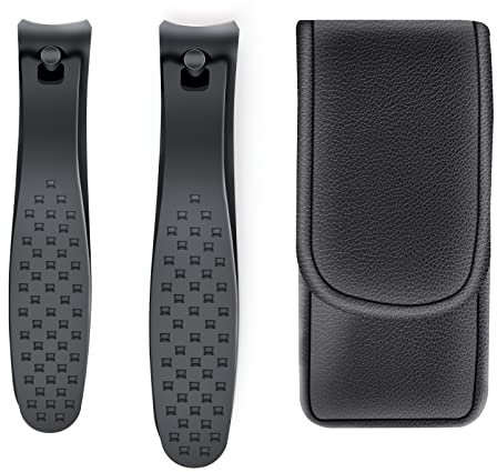 2pcs Nail Clippers Set, Ultra Sharp Sturdy Fingernail and Toenail Clipper, Large & Small Nail Cutter for Thick Nails with Leather case, Best Travel and Gift Nail Clipper for Men and Women