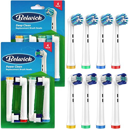 Belwick Ersatz-Zahnbürstenköpfe kompatibel mit Oral B Braun, 8 Stück, professionelle elektrische Zahnbürstenköpfe, Präzisionsbürstenköpfe, Nachfüllpackung für Oral-B 7000/Pro 1000/9600/5000/3000/8000