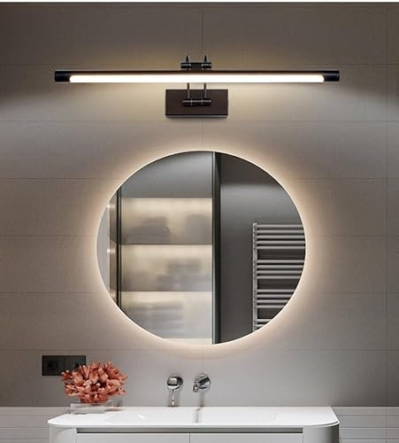 MantoLite Dimmbar Bilderleuchte 15W, Schwarz 60cm Led Badspiegel Mit Drehbarem Lampenkopf Restaurant Wandleucht Schwenkarm, Beleuchtung Badezimmer Leseleuchten Display Lamp 3000K/4500K/6000K