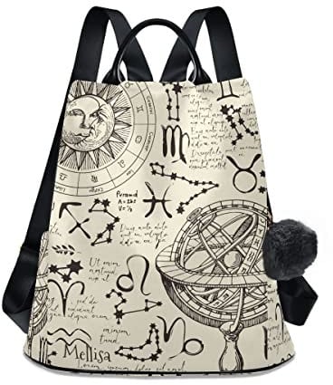 GAIREG Sac à dos pour femme avec nom personnalisé et antivol pour voyage, randonnée, camping Noir, Horoscopes personnalisés avec nom et thème