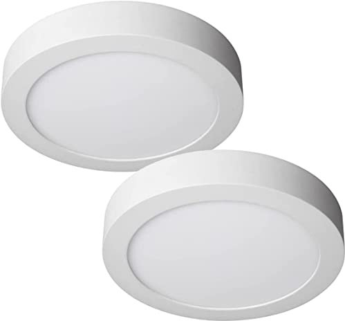 Jandei – Pack 2 x Downlight LED Superficie, 18W, 1440 Lumen, Redonda, montaje con soporte para fijar posteriormente la lámpara, Tamaño 210x28 mm, Transformador Incluido. (Blanco Cálido 3000K)