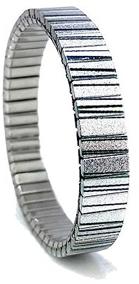 urband LONDON Edelstahlzugarmband STRIPES Silber Schwarz Metallic - 10 mm Größe M