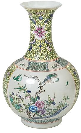Vase chinois en porcelaine - Hauteur : 25 cm - Diamètre : 39 cm